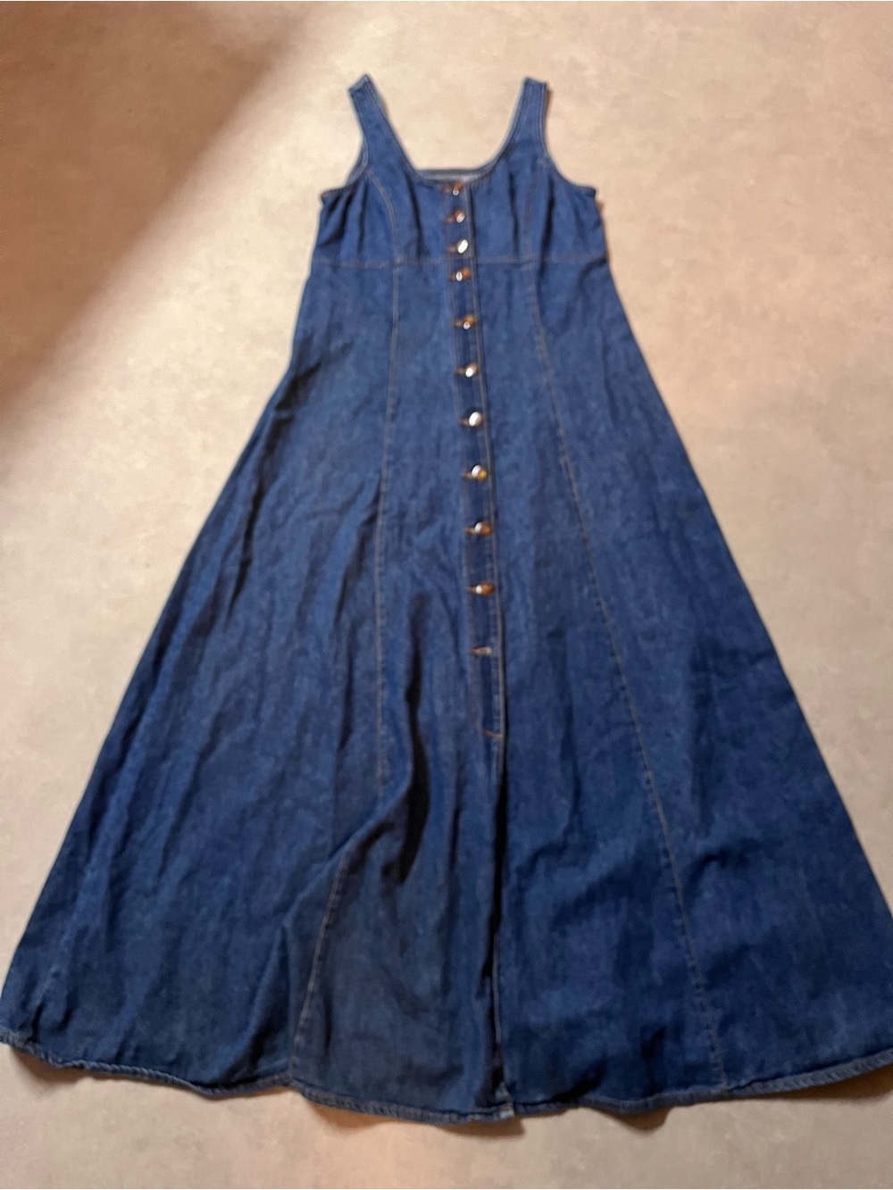 Nevada JEANSWEAR Sleeveless Button-Front Denim Maxi Dress - Dark Blue
Size 10